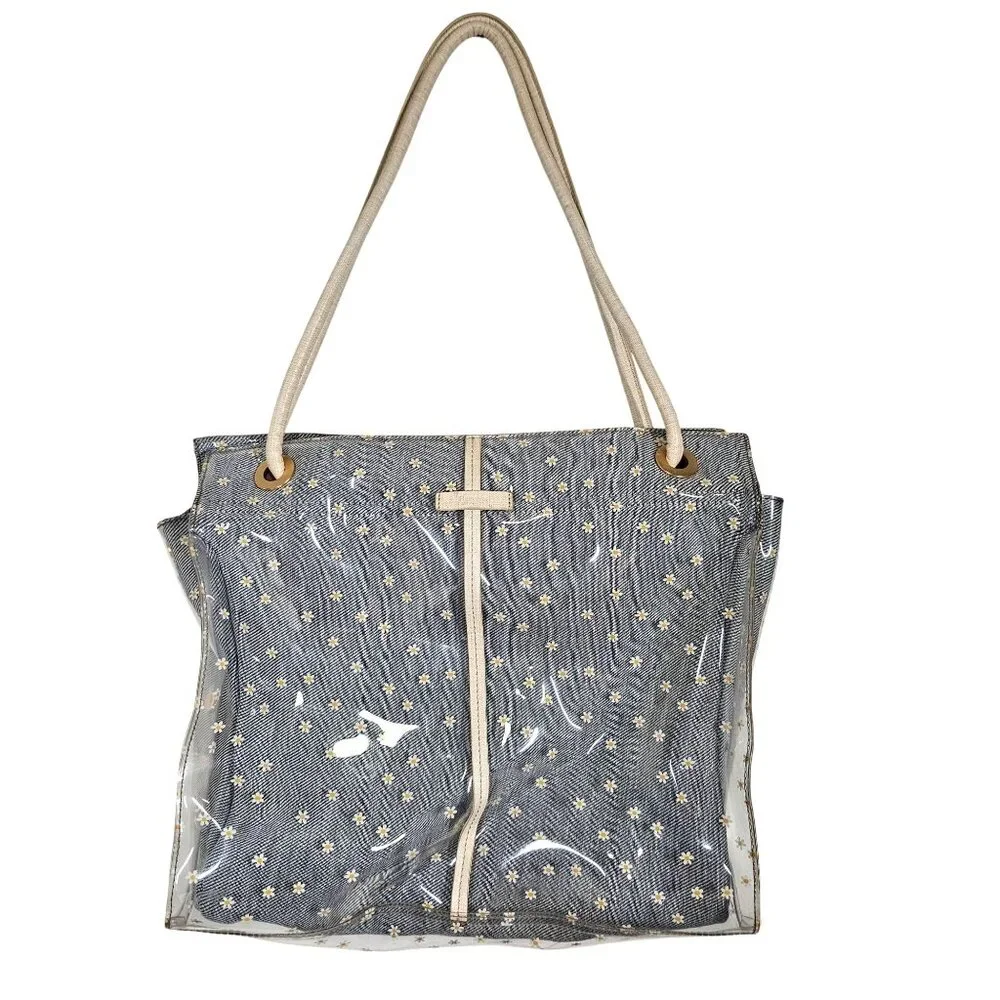 Hammitt Benjamin Daisy Print‎ Tote Bag Los Denim & Clear PVC Los Angeles